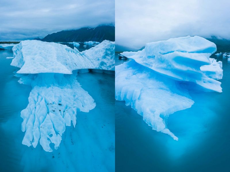 Bear Glacier Lagoon Icebergs Alaska Texture