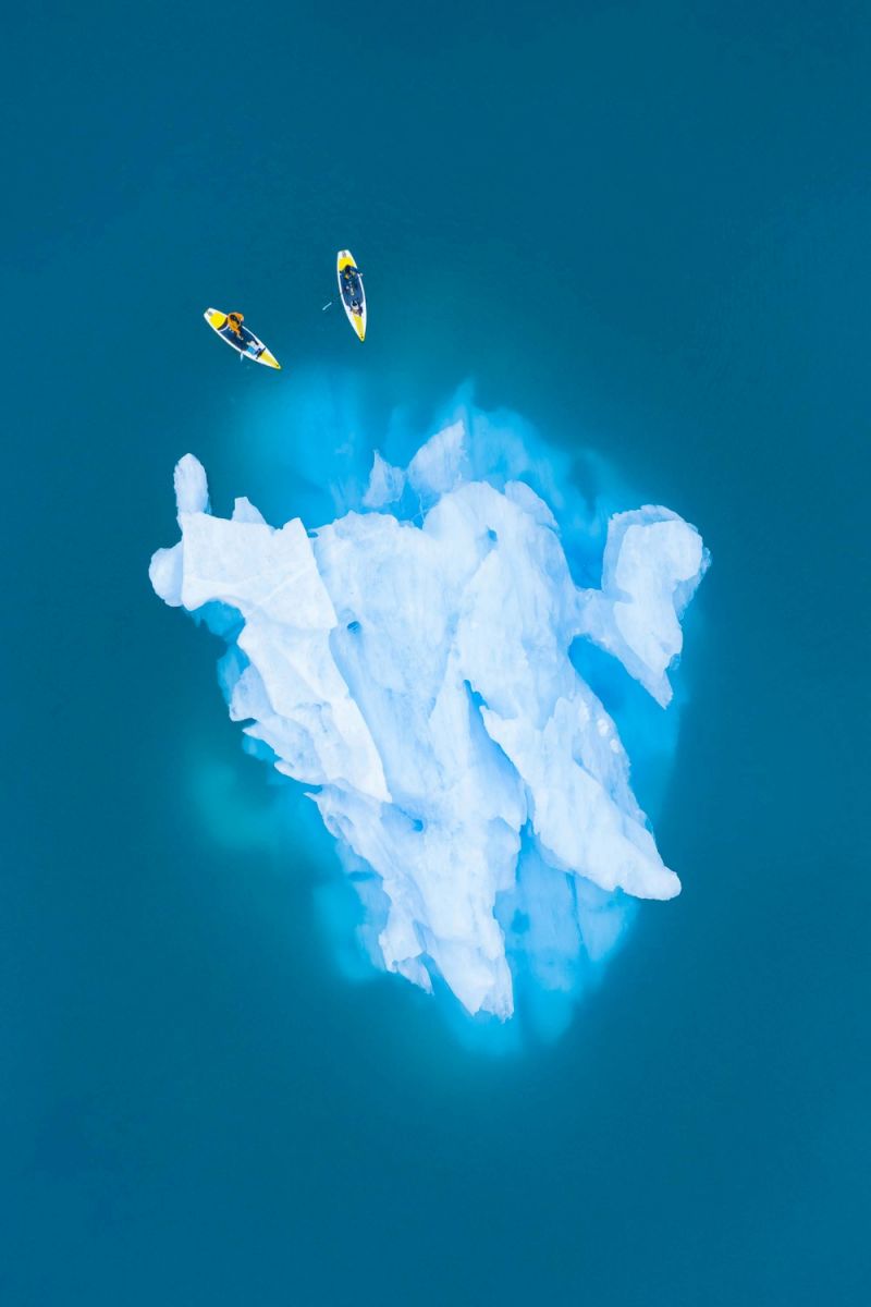 Paddleboarding Glacier Lake Icebergs
