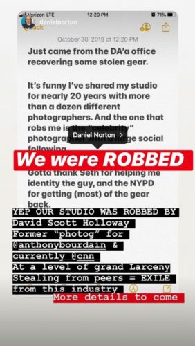 Photography Gear Theft from an NYC photography studio by a fellow photographer.