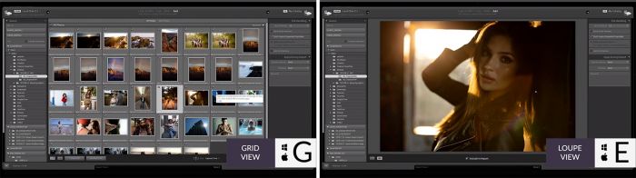 Loupe view vs Grid view in Lightroom