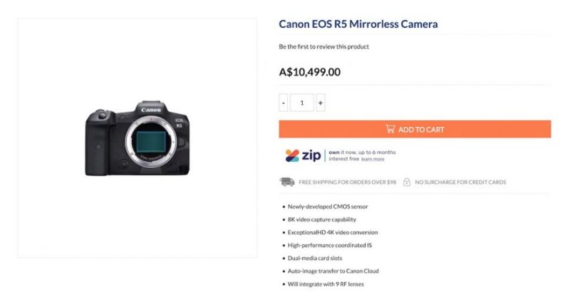 Canon EOS R5 Cost