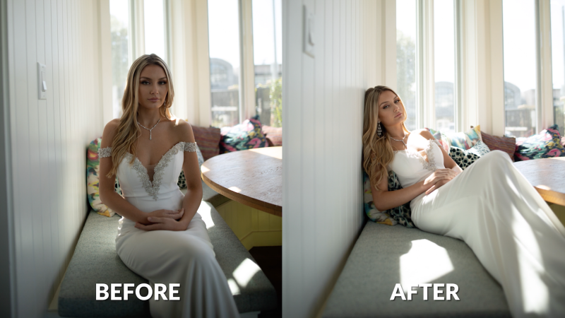 how to use natural light for high key portraits before and after