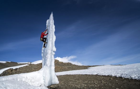Will Gadd climbs on the Furtwangler Glacier on Mt Kilimanjaro on 22 February, 2020 in Tanzania, Africa. // Christian Pondella/Red Bull Content Pool // SI202005300068 // Usage for editorial use only //