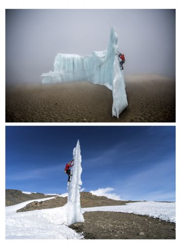 Detail of a side-by-side comparison of Will Gadd on Mt Kilimanjaro on 1 April, 2020 in Tanzania, Africa. // Christian Pondella/Red Bull Content Pool // SI202005300155 // Usage for editorial use only //