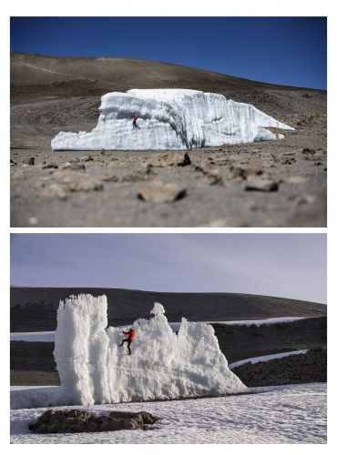 Detail of a side-by-side comparison of Will Gadd on Mt Kilimanjaro on 1 April, 2020 in Tanzania, Africa. // Christian Pondella/Red Bull Content Pool // SI202005300156 // Usage for editorial use only //