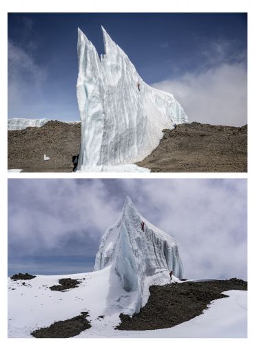 Detail of a side-by-side comparison of Will Gadd on Mt Kilimanjaro on 1 April, 2020 in Tanzania, Africa. // Christian Pondella/Red Bull Content Pool // SI202005300162 // Usage for editorial use only //