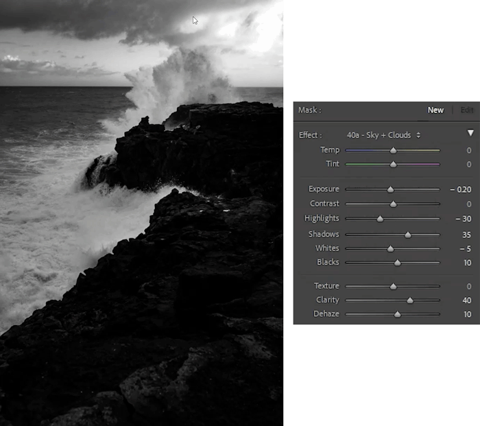 how to edit black and white graduated filter