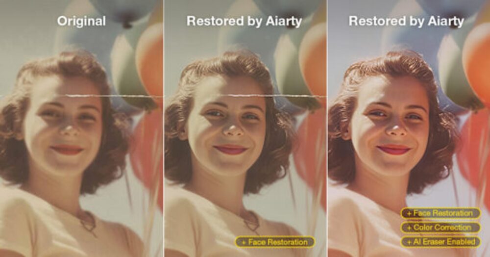 AI-powered photo restoration and face sharpening for clearer, more vibrant images.